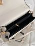 Metal Decor Square Handbag, Mini Chain Flap Purse, Women's Artificial Leather Crossbody Bag (7.9 X 5.1 X 3.1) Inch Mini Metal & Chain Decor Flap Square Bag