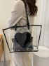 Heart Print Shoulder Tote Bag With Small Pouch