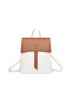 Two Tone Metal Decor Flap Backpack