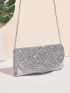 Rhinestone Decor Flap Chain Square Bag