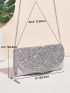 Rhinestone Decor Flap Chain Square Bag