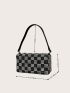 Mini Rhinestone Checkered Decor Square Bag