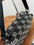 Mini Rhinestone Checkered Decor Square Bag