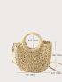 Mini Minimalist Twilly Scarf Decor Straw Bag