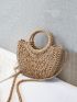 Mini Minimalist Twilly Scarf Decor Straw Bag