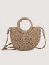 Mini Minimalist Twilly Scarf Decor Straw Bag