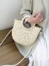 Mini Minimalist Twilly Scarf Decor Straw Bag