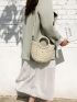 Mini Minimalist Twilly Scarf Decor Straw Bag