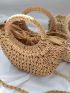 Mini Minimalist Twilly Scarf Decor Straw Bag