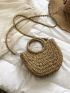 Mini Minimalist Twilly Scarf Decor Straw Bag