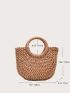 Mini Minimalist Twilly Scarf Decor Straw Bag