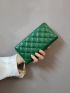 Quilted Detail Clover & Bead Decor Long Wallet