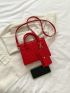 Neon Red Square Bag With Small Pouch
