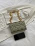 Mini Embossed Detail Chain Flap Square Bag