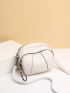 Mini Litchi Embossed Contrast Piping Crossbody Bag