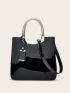 Artificial Patent Leather Square Bag