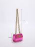 Mini Artificial Patent Leather Neon-pink Crocodile Embossed Twist Lock Square Bag