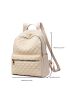 Preppy Classic Backpack Black Stitch Detail Zipper Adjustable-strap