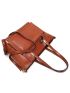 Zipper Front Vintage Design Shoulder Tote Bag