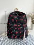 Cherry Print Functional Backpack With Bag Charm