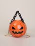 Mini Halloween Pumpkin Pattern Chain Circle Bag