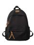 Letter Patch Decor Waterproof Functional Backpack