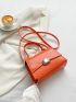 Neon Orange Snakeskin Embossed Flap Square Bag