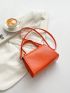 Neon Orange Snakeskin Embossed Flap Square Bag