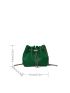 Mini Litchi Embossed Faux Pearl Decor Drawstring Design Chain Bucket Bag