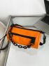 Neon Orange Chain Decor Bucket Bag