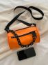 Neon Orange Chain Decor Bucket Bag