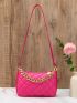 Mini Neon Pink Chain Baguette Bag