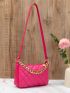 Mini Neon Pink Chain Baguette Bag