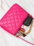 Mini Neon Pink Chain Baguette Bag