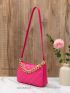 Mini Neon Pink Chain Baguette Bag