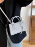 Mini Zipper Front Double Handle Square Bag