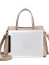 Litchi Embossed Letter Graphic Double Handle Square Bag