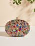 Mini Rhinestone Decor Box Bag Rhinestone Decor Evening Bag, Women's Evening Clutch Bag Handbag For Party Wedding