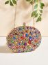 Mini Rhinestone Decor Box Bag Rhinestone Decor Evening Bag, Women's Evening Clutch Bag Handbag For Party Wedding