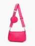 Neon Pink Crocodile Embossed Square Bag With Coin Purse