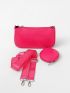 Neon Pink Crocodile Embossed Square Bag With Coin Purse