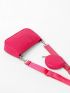 Neon Pink Crocodile Embossed Square Bag With Coin Purse