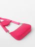 Neon Pink Crocodile Embossed Square Bag With Coin Purse