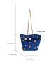 Mini Flower Decor Drawstring Design Velvet Bucket Bag