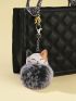 Cartoon Design Pom Pom Bag Charm Cute Cartoon Pom Pom Keychain Fluffy Keyring