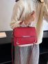 Litchi Embossed Flap Square Bag