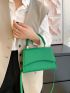 Crocodile Embossed Flap Square Bag