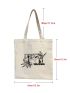 Japanese Letter & Figure Graphic Canvas Shopper Bag