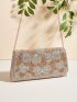 Rhinestone Decor Flap Square Bag