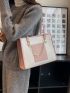 Colorblock Letter Detail Shoulder Tote Bag